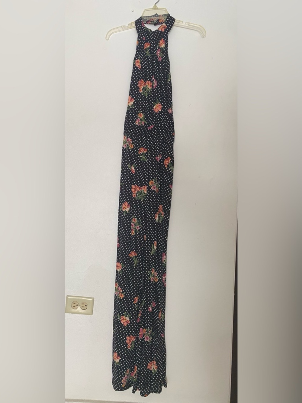 Flynn Skye Black Polka Dot Floral Jumpsuit